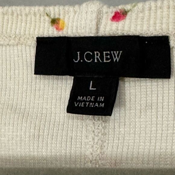 J. Crew Scoopneck Ribbed Cardigan Top Rosebud Print L - Picture 4 of 7